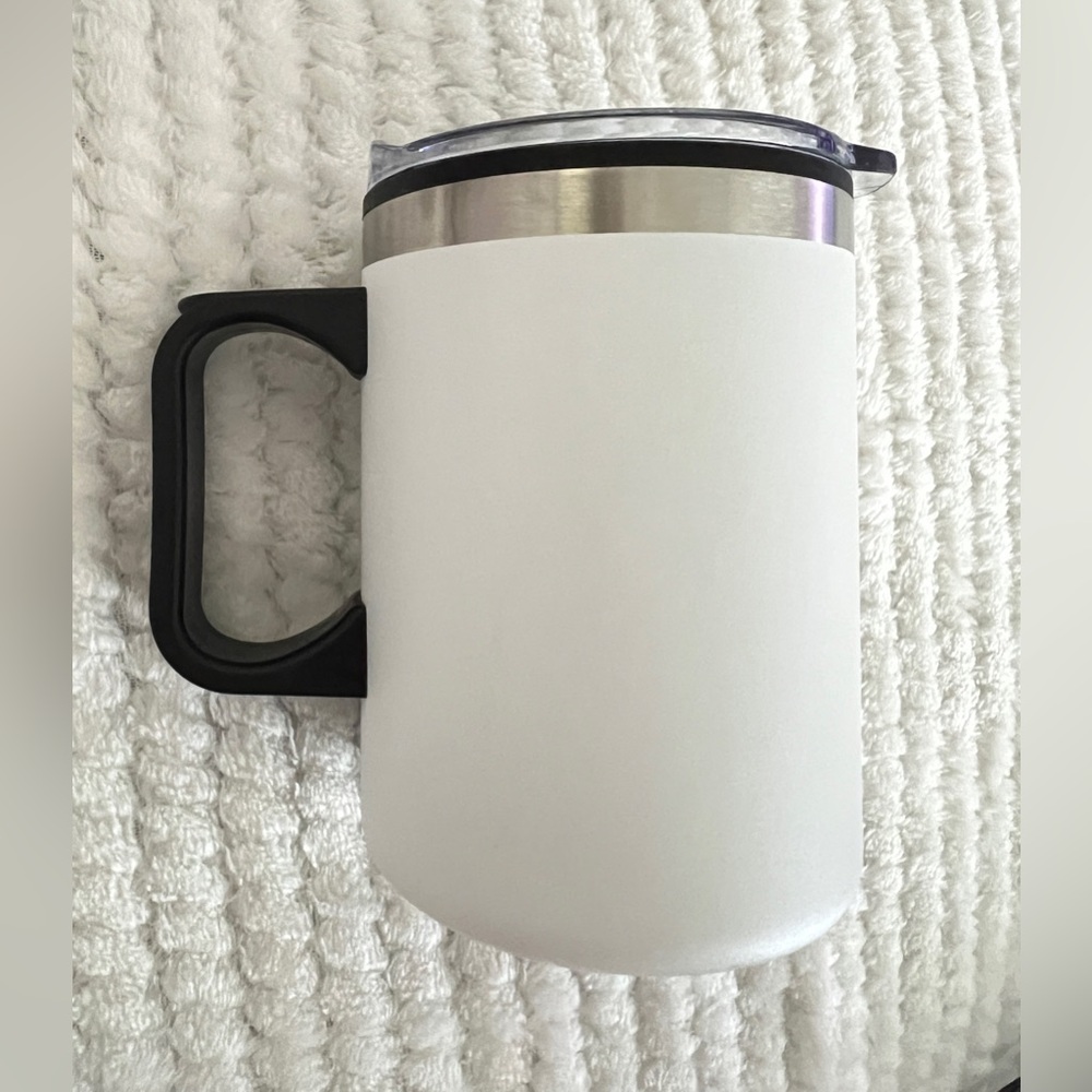 Campfire Mug White Double Wall with Clear Lid tumbler coffee mug 14oz